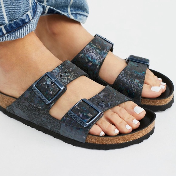 Birkenstock Arizona Spotted Metallic Black Sandals EUR 39 / US 8 - Picture 2 of 16
